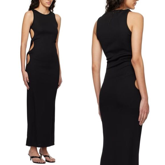 CHRISTOPHER ESBER NWT Size AU 10 US M Black Oblix Maxi Dress Cut Out Rib Knit - Picture 16 of 16